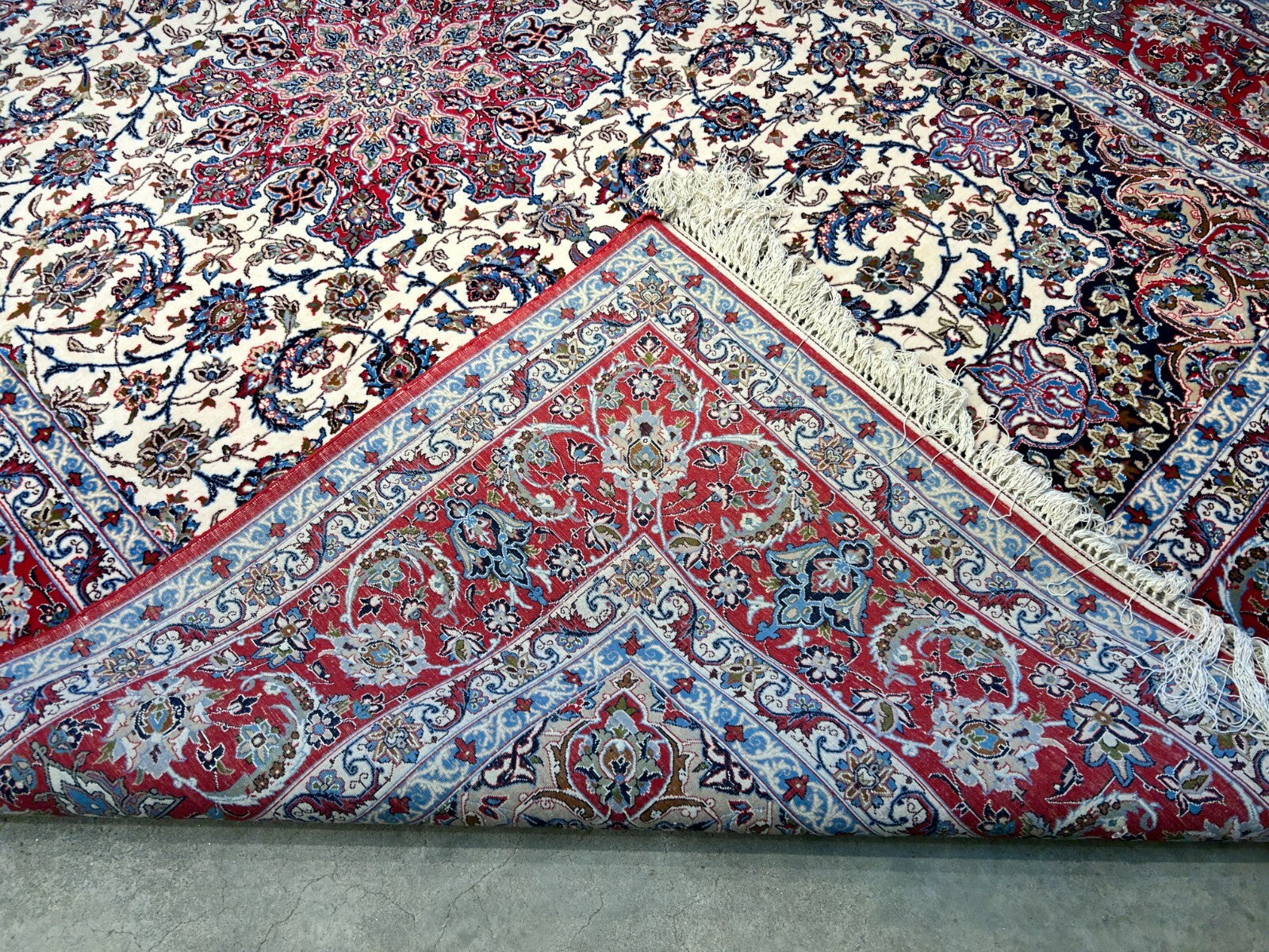 6'9"x10'1" Extra-Fine Hand-Knotted Wool & Silk Blend Isfahane Carpet - Area Rug