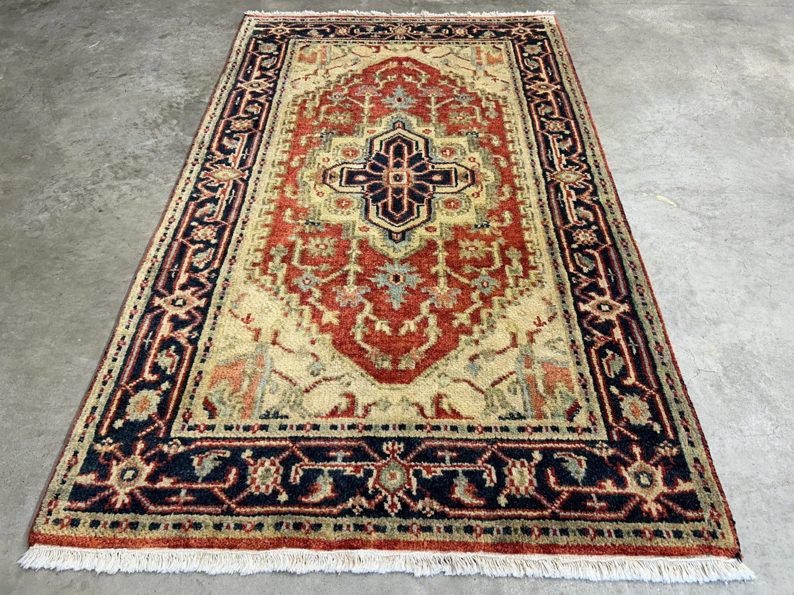 3’x5’ Hand-Knotted 100% Wool Indoserapi Area Rug - Carpet
