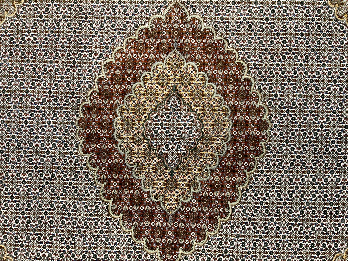 6'8"x10' Fine Hand-Knotted Wool & Silk Oriental Tabrize Rug - Area Carpet