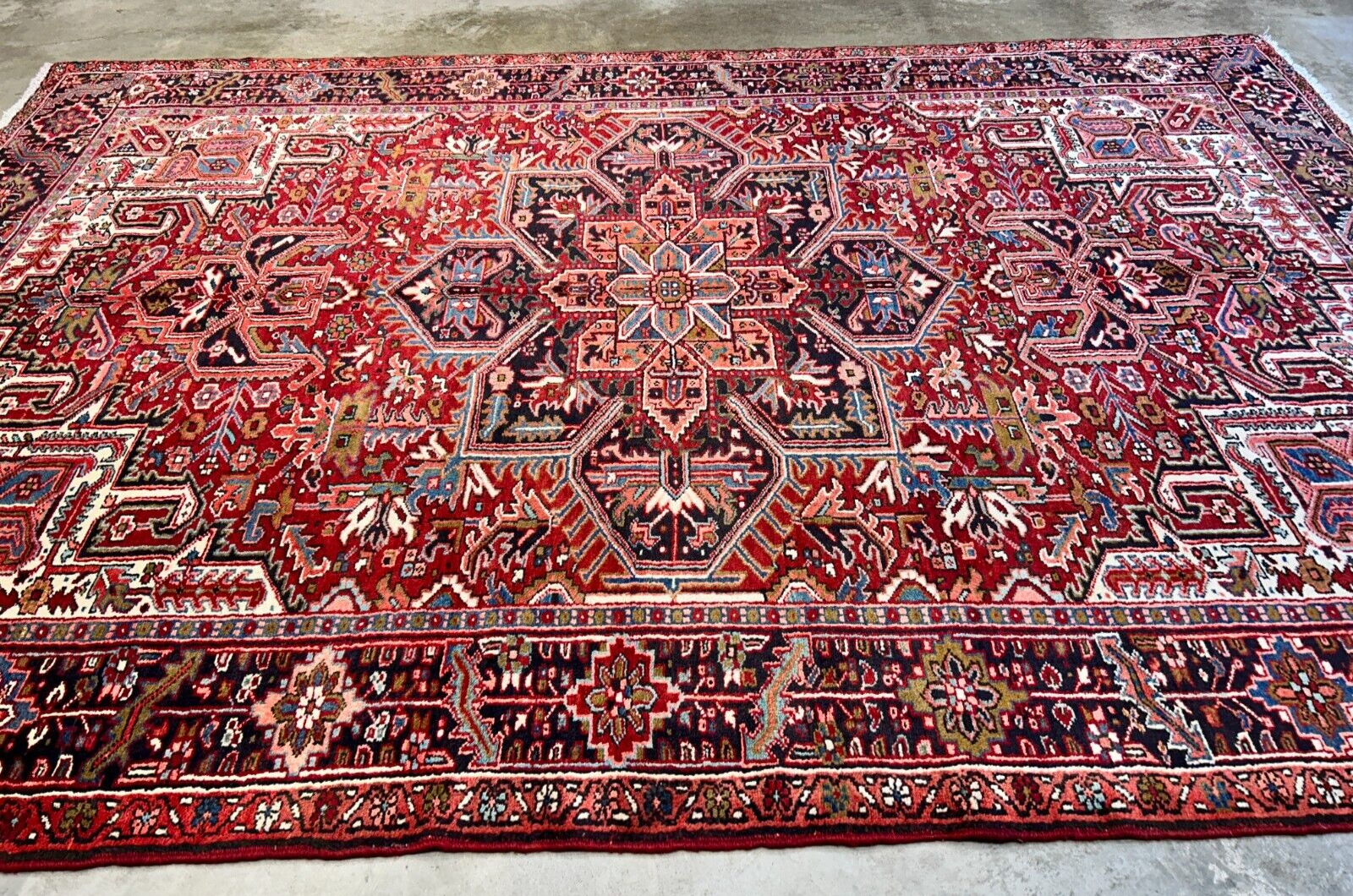 7'10"x11'4" Hand-Knotted 100% Wool Pile Herize Rug