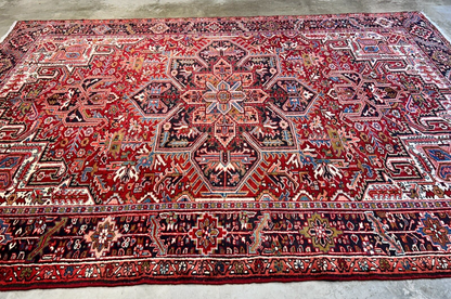7'10"x11'4" Hand-Knotted 100% Wool Pile Herize Rug