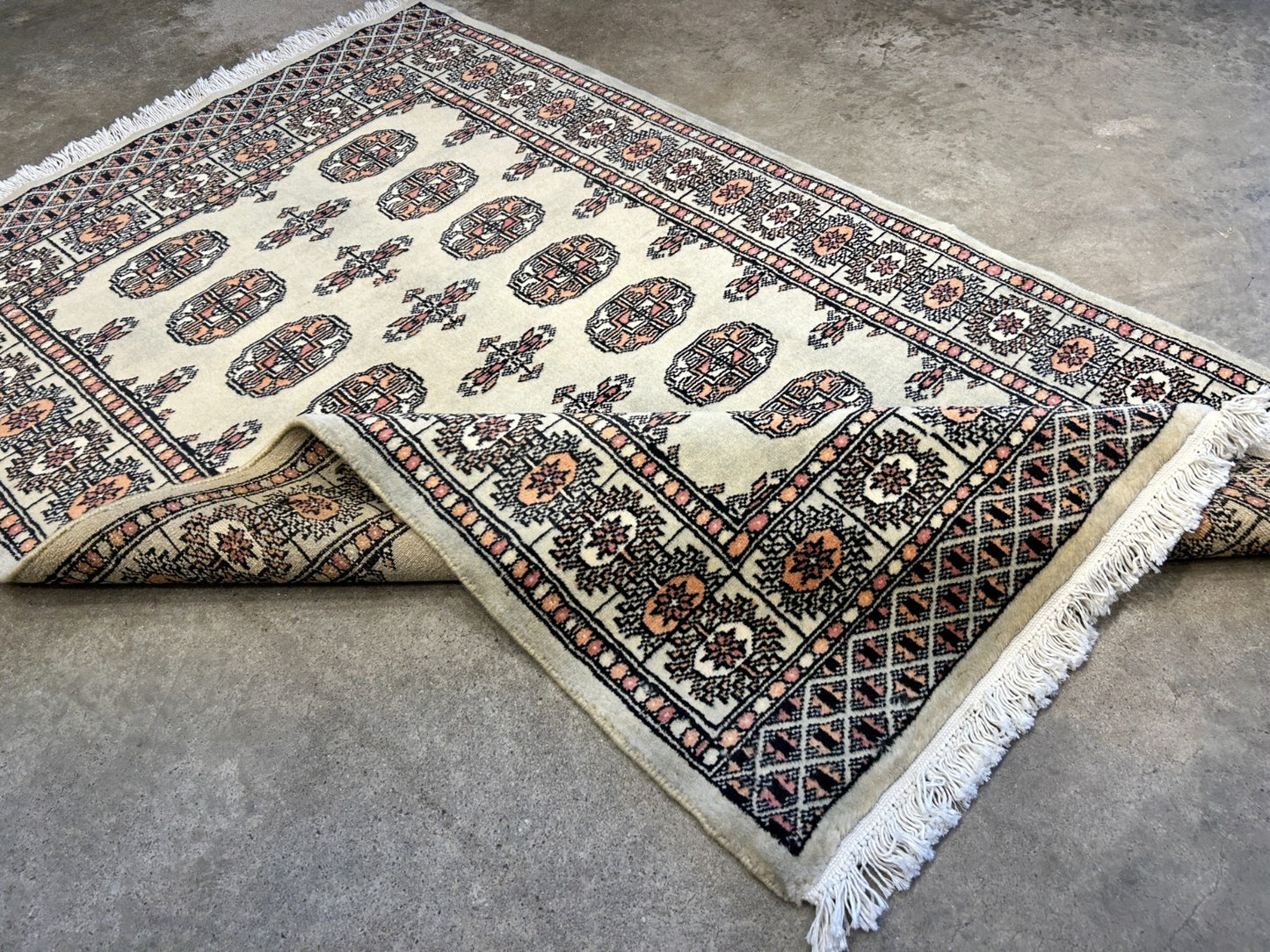 3'1"x4'9" Hand-Knotted 100% Wool Pile Bokhara Rug