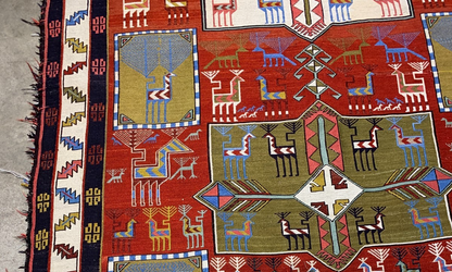 4'4" x 6'7'' Flat Woven 100% Silk Ghashghaeie Area Rug - Carpet