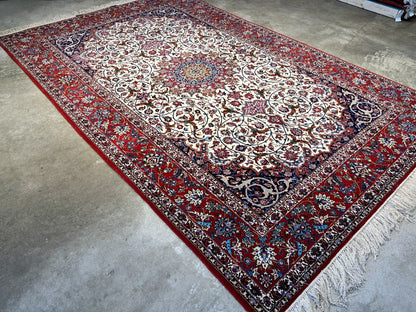 6'6"x10'2" Extra-Fine Hand-Knotted Wool & Silk  Isfahane Seirafian Rug - Signed