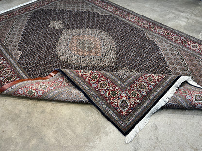 6'7"x9'10" Fine Hand-Knotted Wool & Silk Blend Tabrize Mahi Carpet - Area Rug