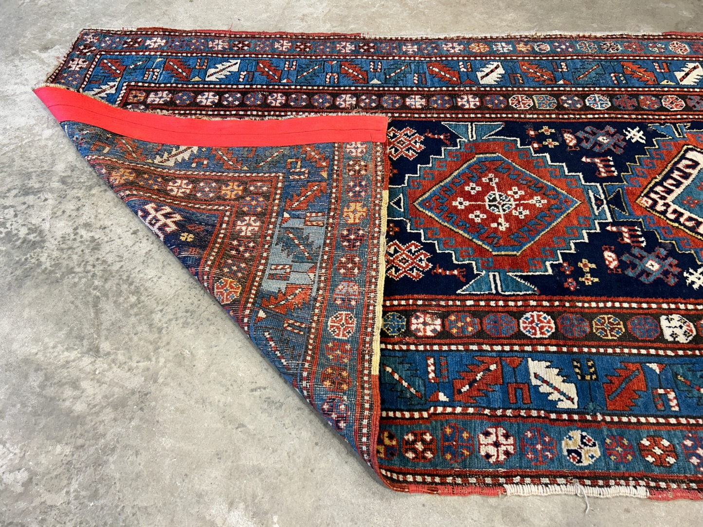 4'1"x7'2" Antique Hand-Knotted 100% Wool Pile Kazak Caucasian Area Rug - Carpet