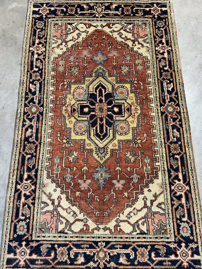 3’x5’1” Hand-Knotted 100% Wool Indoserapi Area Rug - Carpet