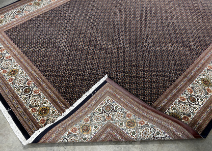 8'4"x11'2" Fine Hand-Knotted 100% Wool Pile Tabrize Fish Style Rug - Carpet