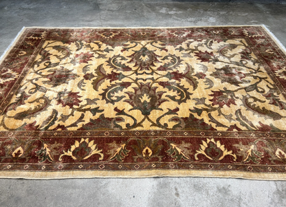 6'6"x9'6'' Hand-Knotted Indian Wool Pile Handmade Area Rug - Carpet