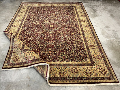9'x12' Hand-Knotted 100% Lamb Wool Pile Persiane Design Carpet - Area Rug
