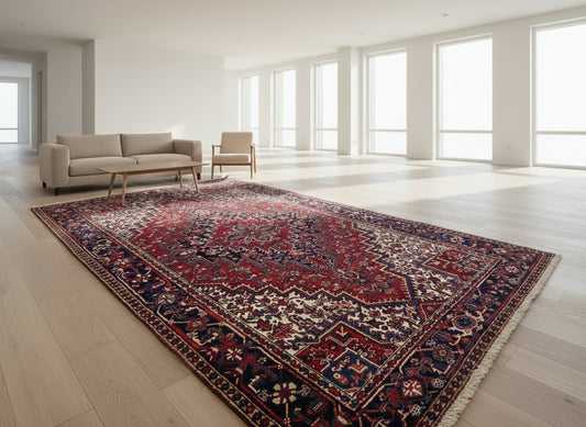 7'8"x11'5" Hand-Knotted 100% Wool Pile Herize Rug