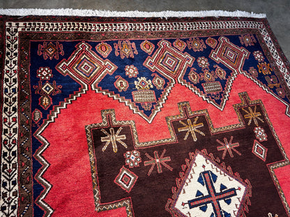 5'6" x 7'9" Hand-Knotted 100% Wool Hamadane Area Rug