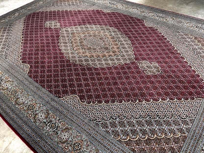 8'4"x11'6" Hand-Knotted Silk & Wool Tabrize Fish Style Area Rug - Carpet