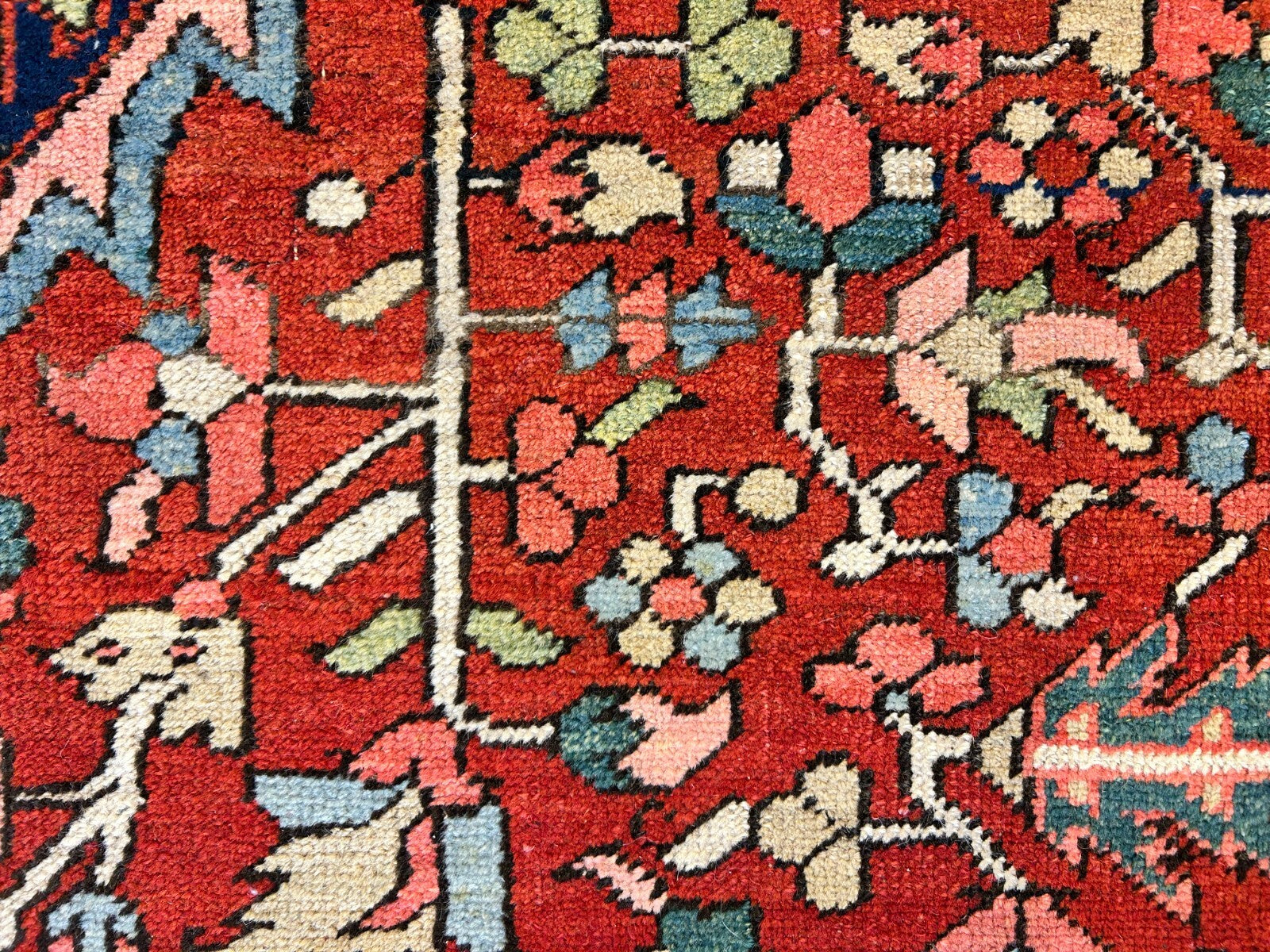 Collector Item - 9'6"x12' Antique Fine Lamb Wool Herize Serapy Hand-Knotted Rug