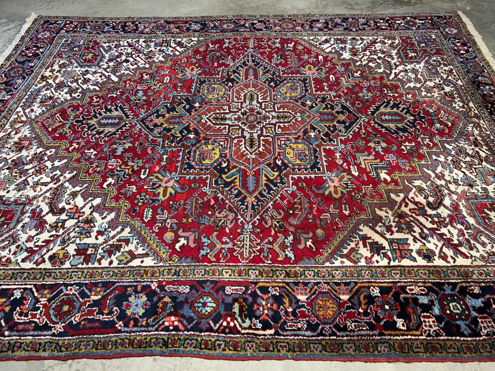 8'2"x10'8" Vintage Hand-Knotted 100% Wool Pile Herize Area Rug - Carpet