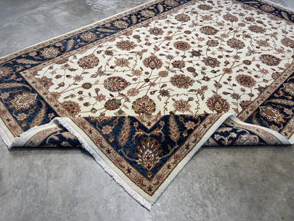 6'x9' Hand-Knotted 100% Wool Pile Indian Agra Carpet - Area Rug