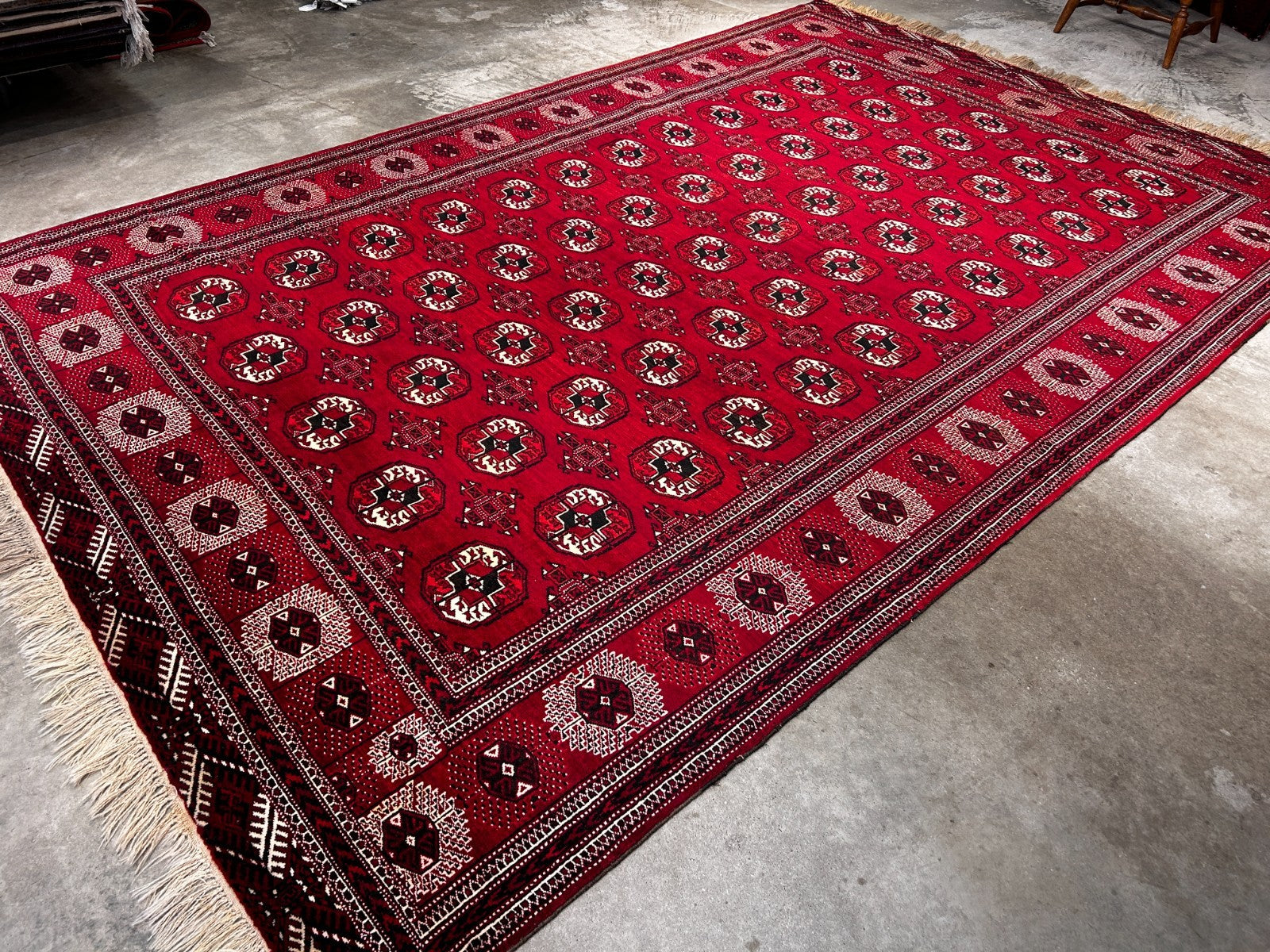 7'6" x 11'5'' Hand-Knotted 100% Wool Pile Turkamane Area Rug - Carpet