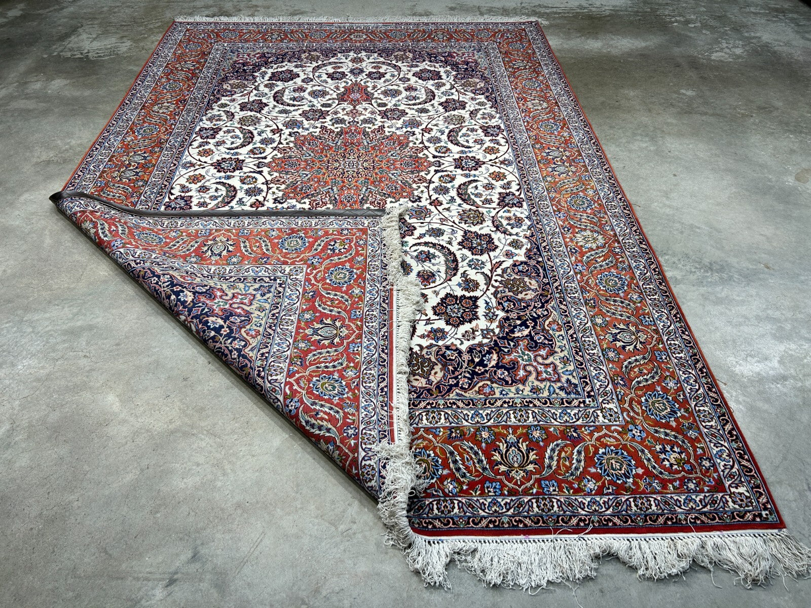 6'9"x9'10" Extra Fine Hand-Knotted Wool & Silk Isfahane Seirafian Rug
