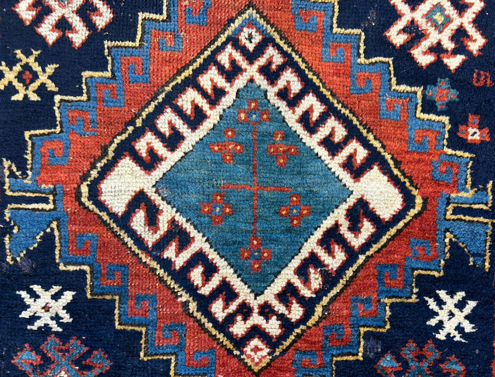 4'1"x7'2" Antique Hand-Knotted 100% Wool Pile Kazak Caucasian Area Rug - Carpet