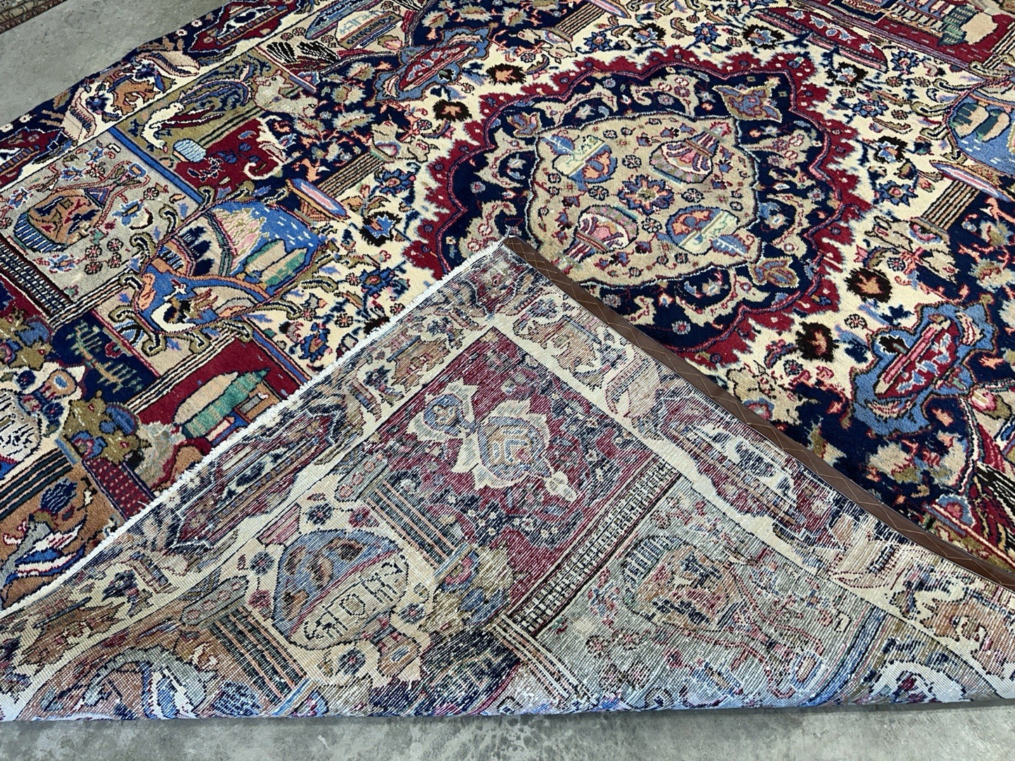 8’2”x11’2” Antique Hand-Knotted 100% Wool Pile Tabrize Area Rug - Carpet