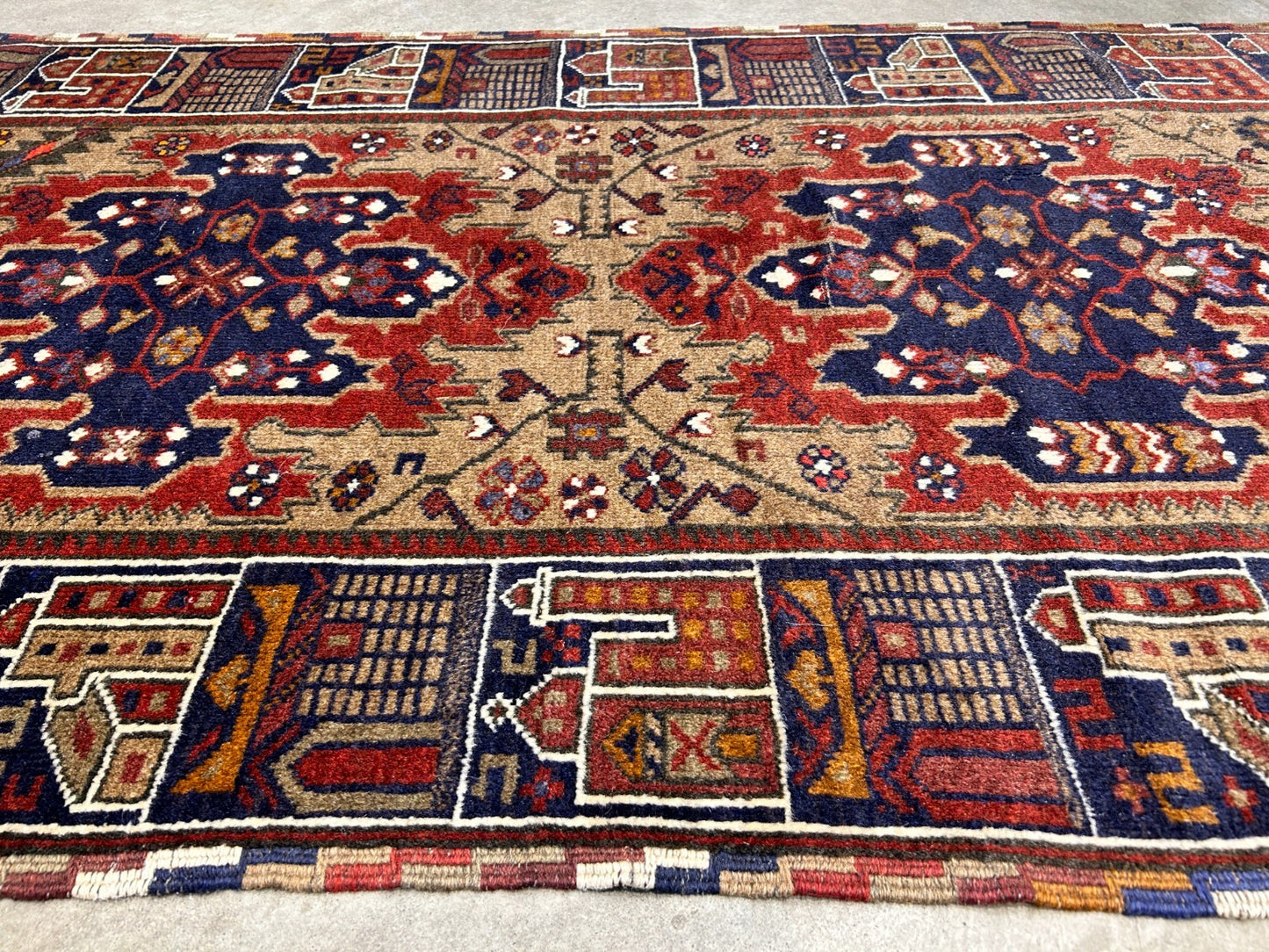 3'x4'2" Antique Hand-Knotted 100% Wool Pile Afghan Rug