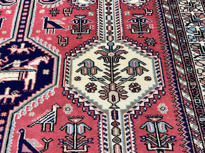 6'2"x9'0" Hand-Knotted 100% Wool Pile Indian Serapi Carpet - Area Rug