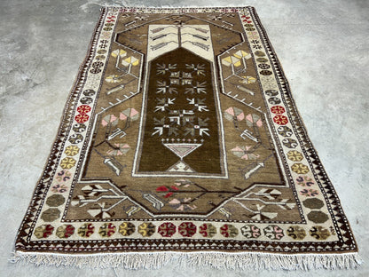 3'5"x5'3" Hand-Knotted 100% Wool Pile Kazak Area Rug - Carpet