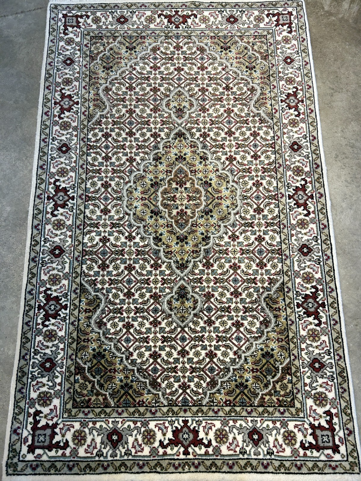 3'x5' Hand-Knotted Wool & Silk Pile Tabrize Mahi Rug