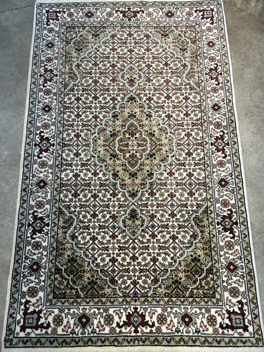 3'x5' Hand-Knotted Wool & Silk Pile Tabrize Mahi Rug