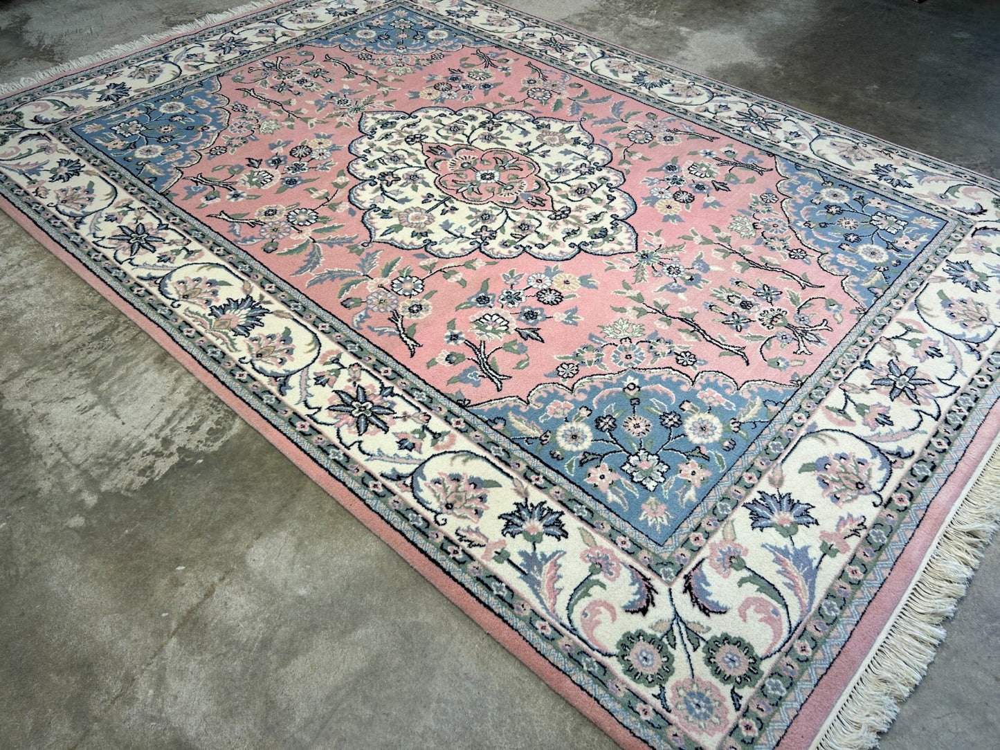 6'2"x8'10" Hand-Knotted 100% Wool Pile Tabrize Design Carpet - Area Rug