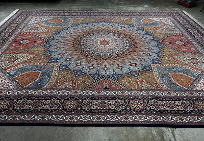 8'3"x10'5" Very Fine Hand-Knotted Wool & Silk Tabrize Rug