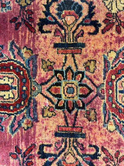 2'7"x4'10" Antique Hand-Knotted 100% Wool Pile Sarouke Area Rug - Carpet