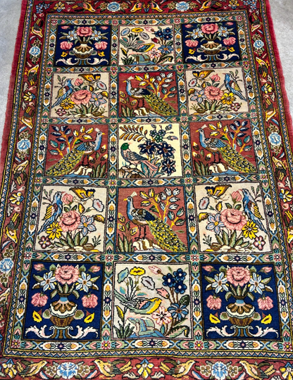 3'5"x5'2" Hand-Knotted 100% Lamb Wool Bakhtiarie Carpet - Area Rug