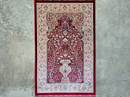 2'8"x4'1" Hand-Knotted 100% Silk Persiane Style Prayer Rug