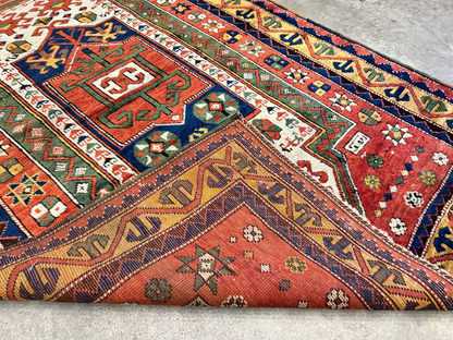 Collector Item -  3'4"x5'6" Antique Hand-Knotted 100% Wool Pile Kazak Rug