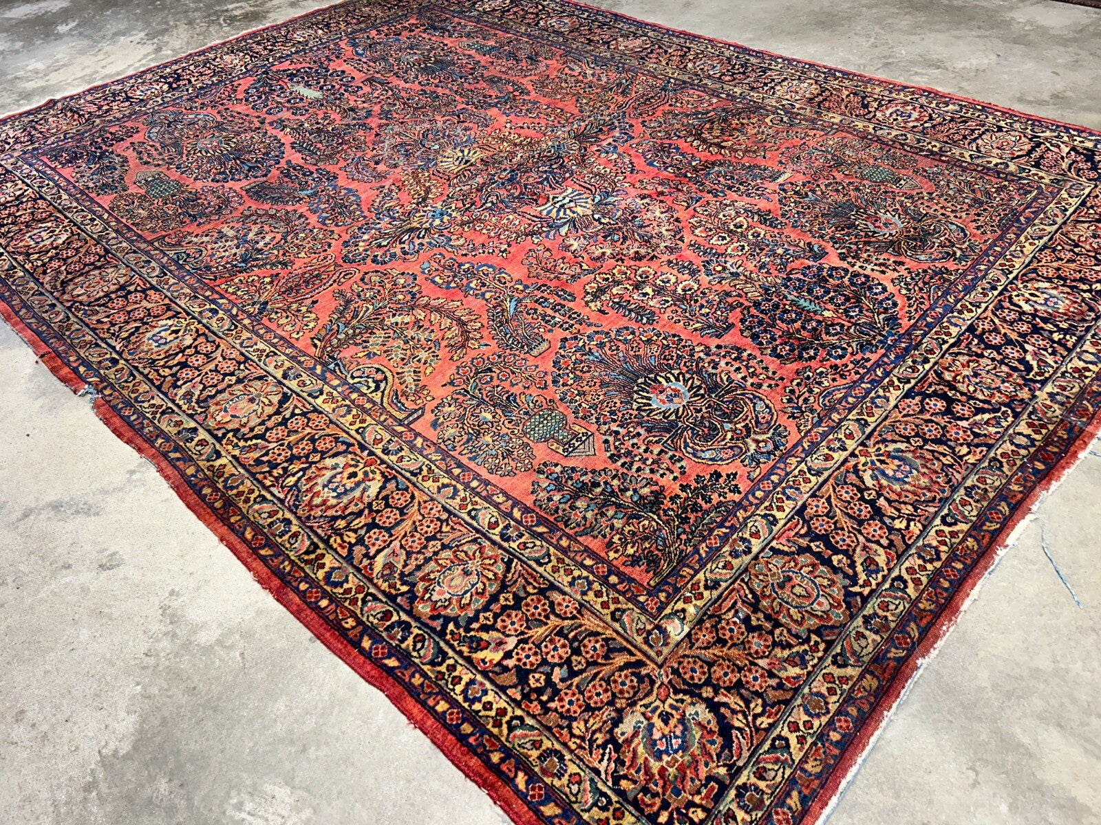 8'11"x11'8" Antique Fine Lamb Wool Sarouke Rug Hand-knotted Carpet