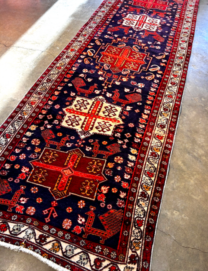 3'7" x 10'7'' Hand-Knotted 100% Lamb Wool Pile Goravane Area Rug