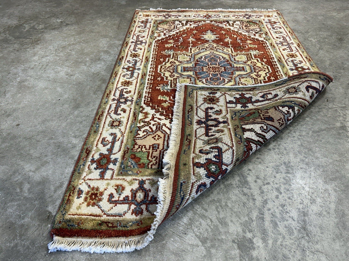 3’x4’11” Hand-Knotted 100% Wool Indoserapi Area Rug - Carpet