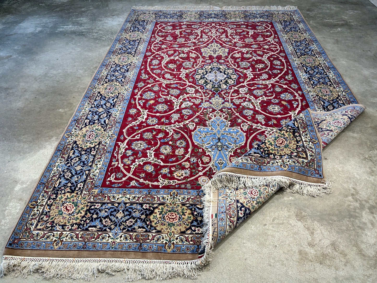 6'10"x10'4"Extra Fine Hand-Knotted Wool & Silk Isfahane Rug - Area Carpet
