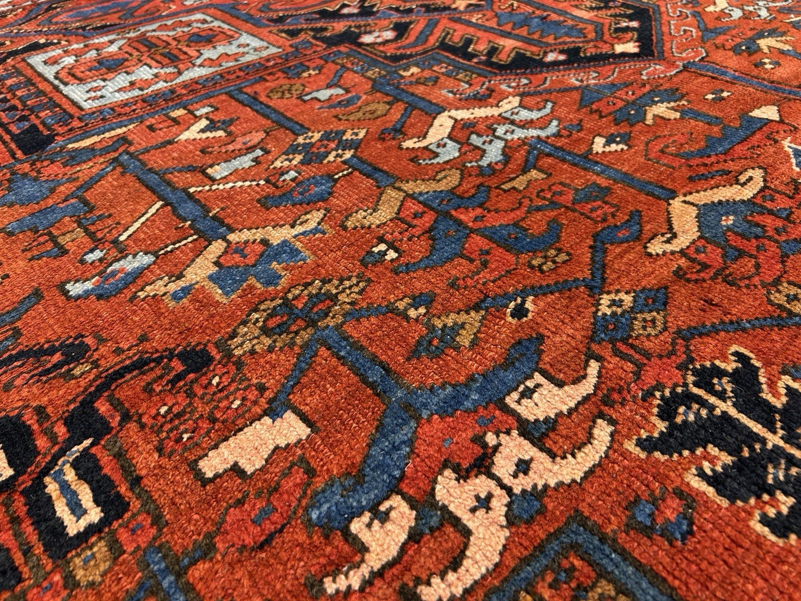 Collector Item- 7’9”x11’5” Antique Hand-Knotted 100% Wool Pile Serapie Area Rug