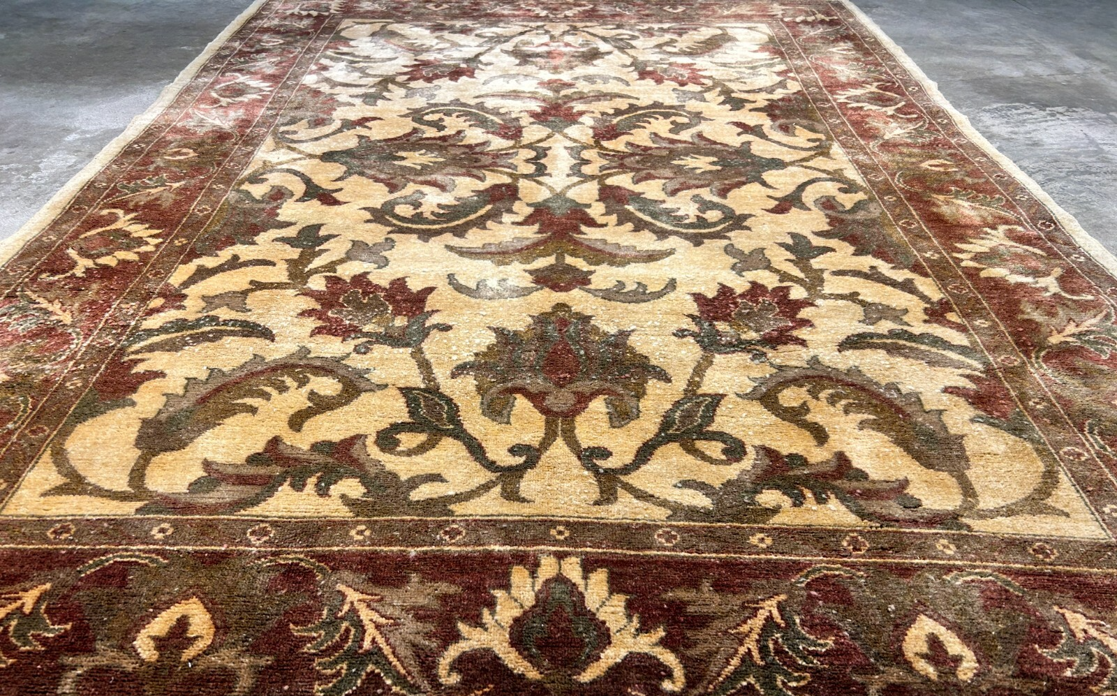 6'6"x9'6'' Hand-Knotted Indian Wool Pile Handmade Area Rug - Carpet