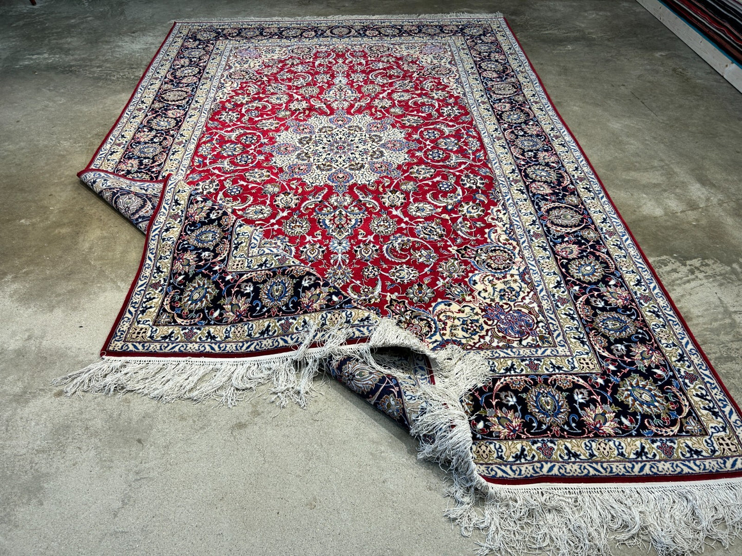 6'9"x10'3" Extra-Fine Hand-Knotted Wool & Silk Blend Isfahane Carpet - Area Rug