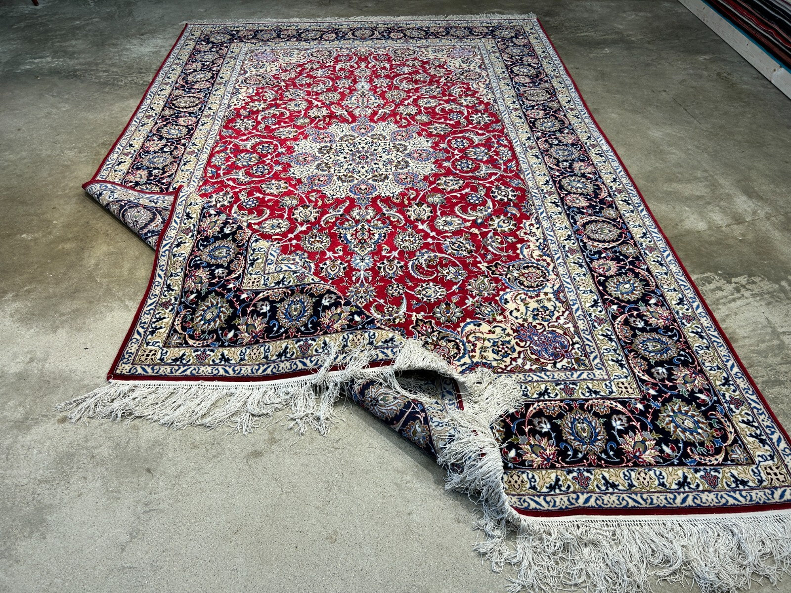 6'9"x10'3" Extra-Fine Hand-Knotted Wool & Silk Blend Isfahane Carpet - Area Rug