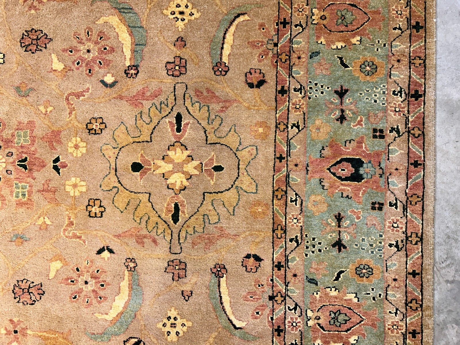 9'x12' Hand-Knotted 100% Wool Pile Hamadane Design Carpet - Area Rug