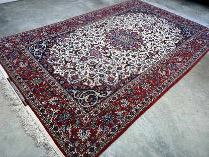 6'6"x10'2" Extra-Fine Hand-Knotted Wool & Silk  Isfahane Seirafian Rug - Signed