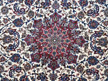 6'9"x10'1" Extra-Fine Hand-Knotted Wool & Silk Blend Isfahane Carpet - Area Rug