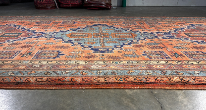 4'8" x 11'0" Hand-Knotted 100% Wool Pile Hamadane Area Rug - Carpet