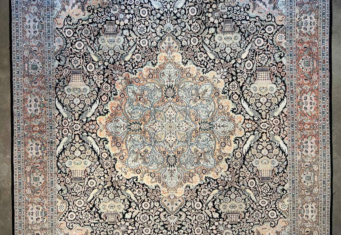 9'x12'6" Hand-Knotted 100%  Kashmiri Silk Pile Area Rug