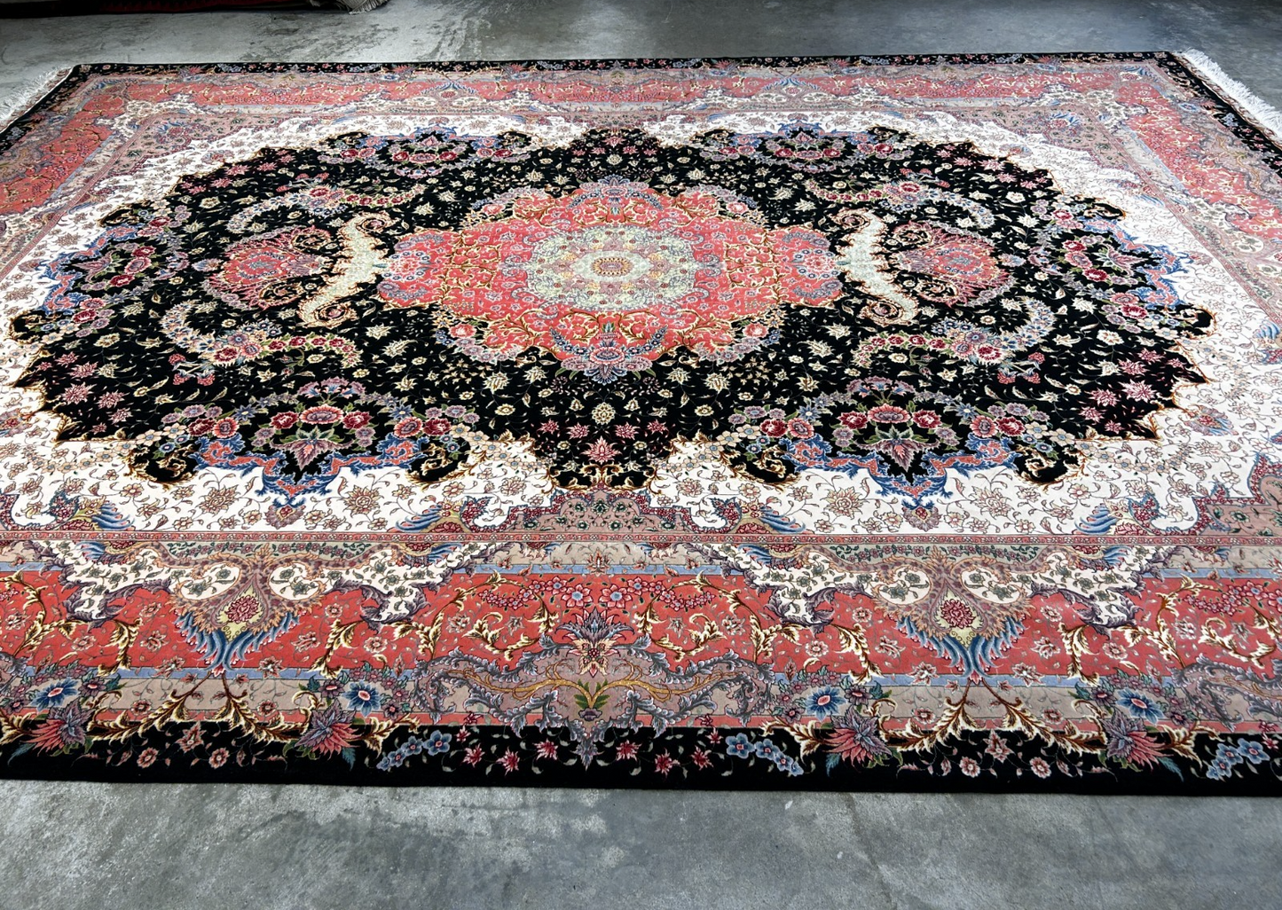 8'2"x11'7'' Hand-Knotted Very Fine Silk & Wool Pile Tabrize Benam Area Rug