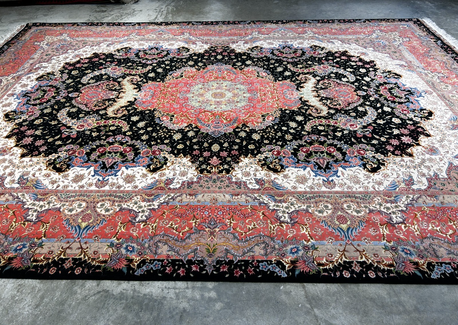 8'2"x11'7'' Hand-Knotted Very Fine Silk & Wool Pile Tabrize Benam Area Rug